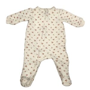 Rabbit + Bear Organic Baby Sleepsuit Footed Pajamas 6-9 Months Floral Quilted